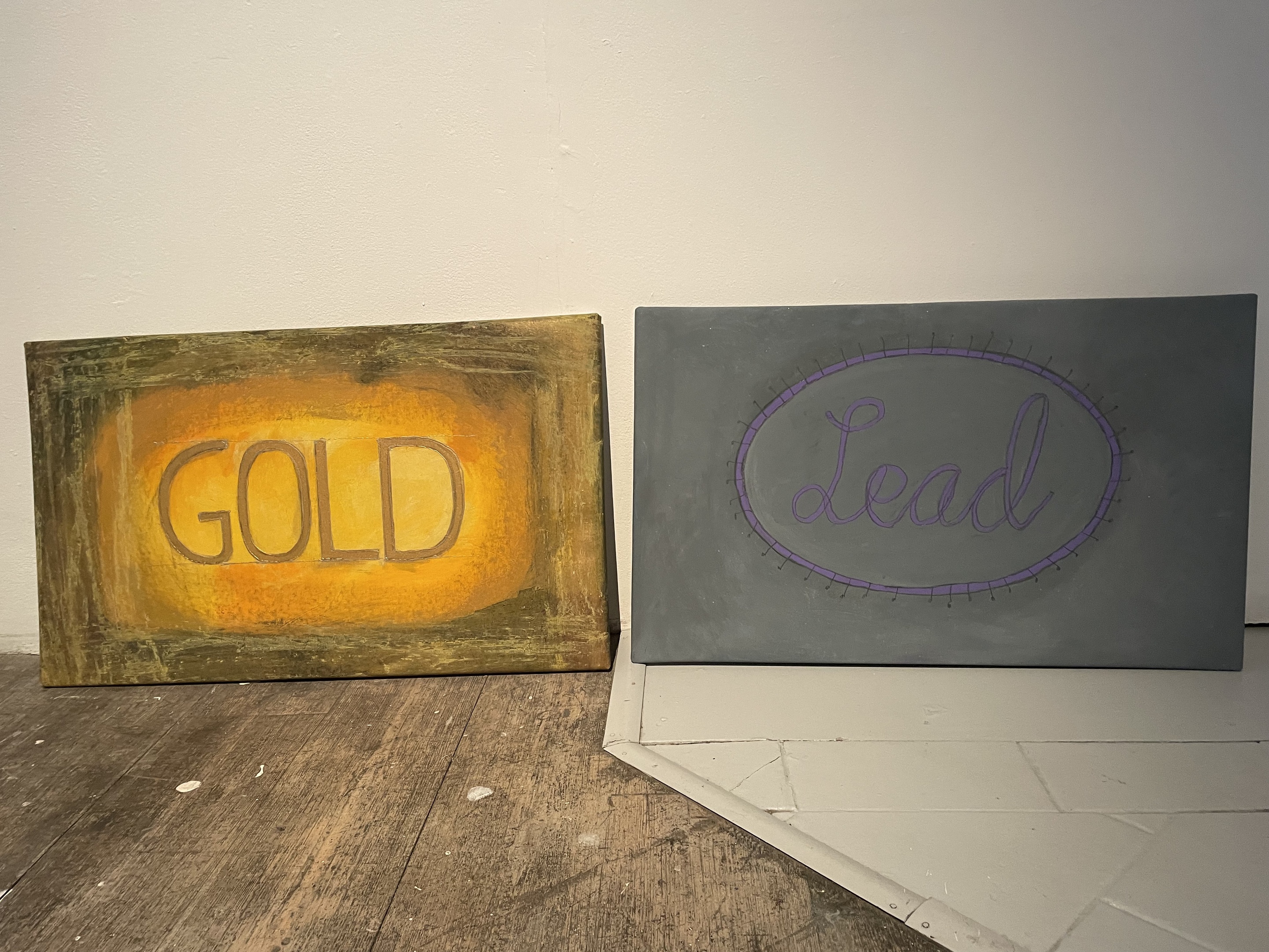 Tempera based and acrylic paint, and black lead on canvas, 2024